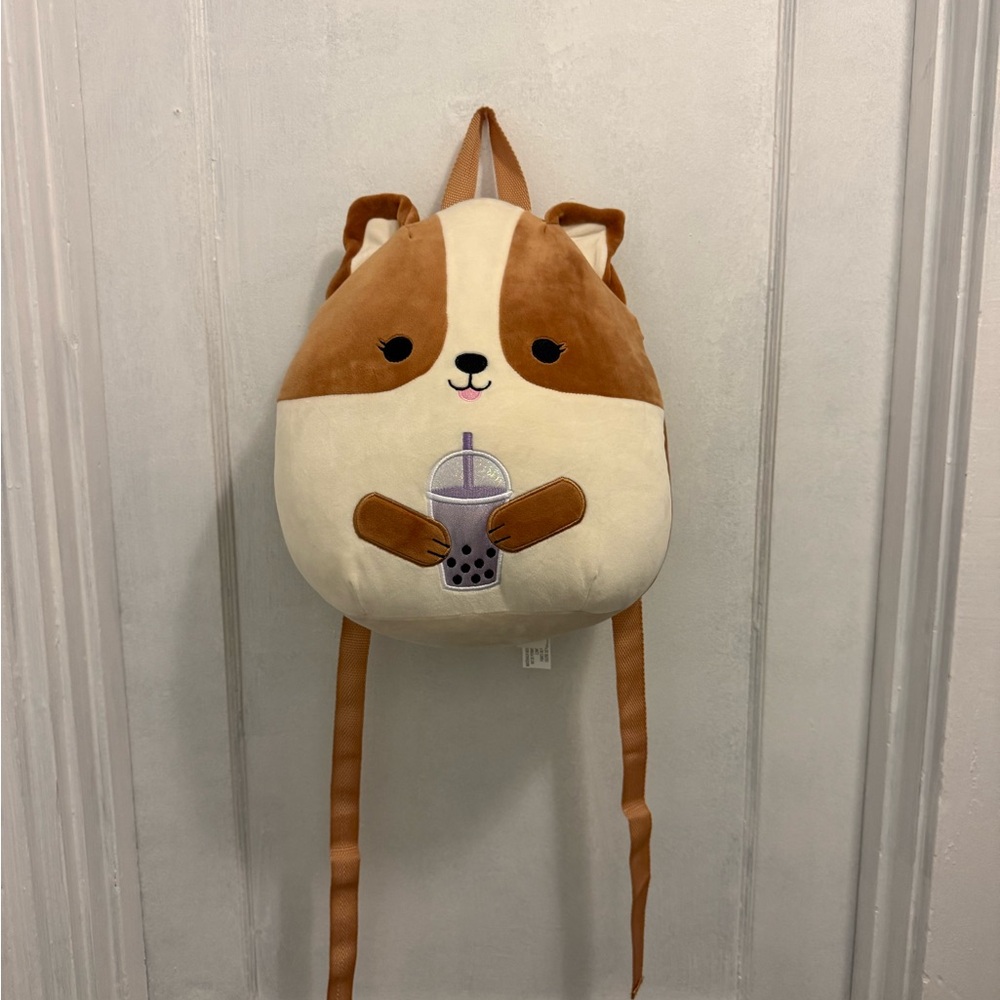 Squishmallows Brown and Cream Corgi Plush Bag